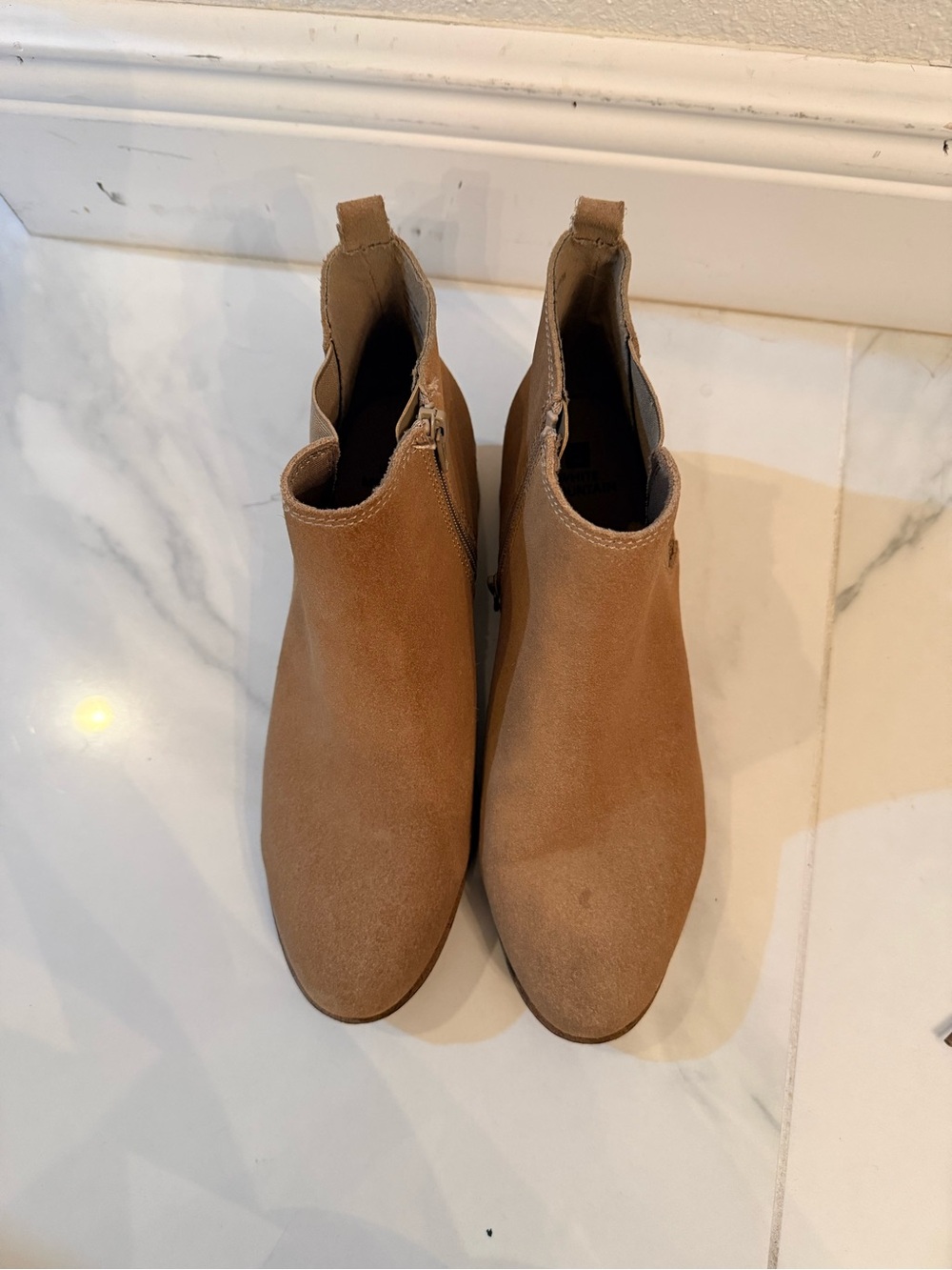 White Mountain Tan Suede Ankle Booties
